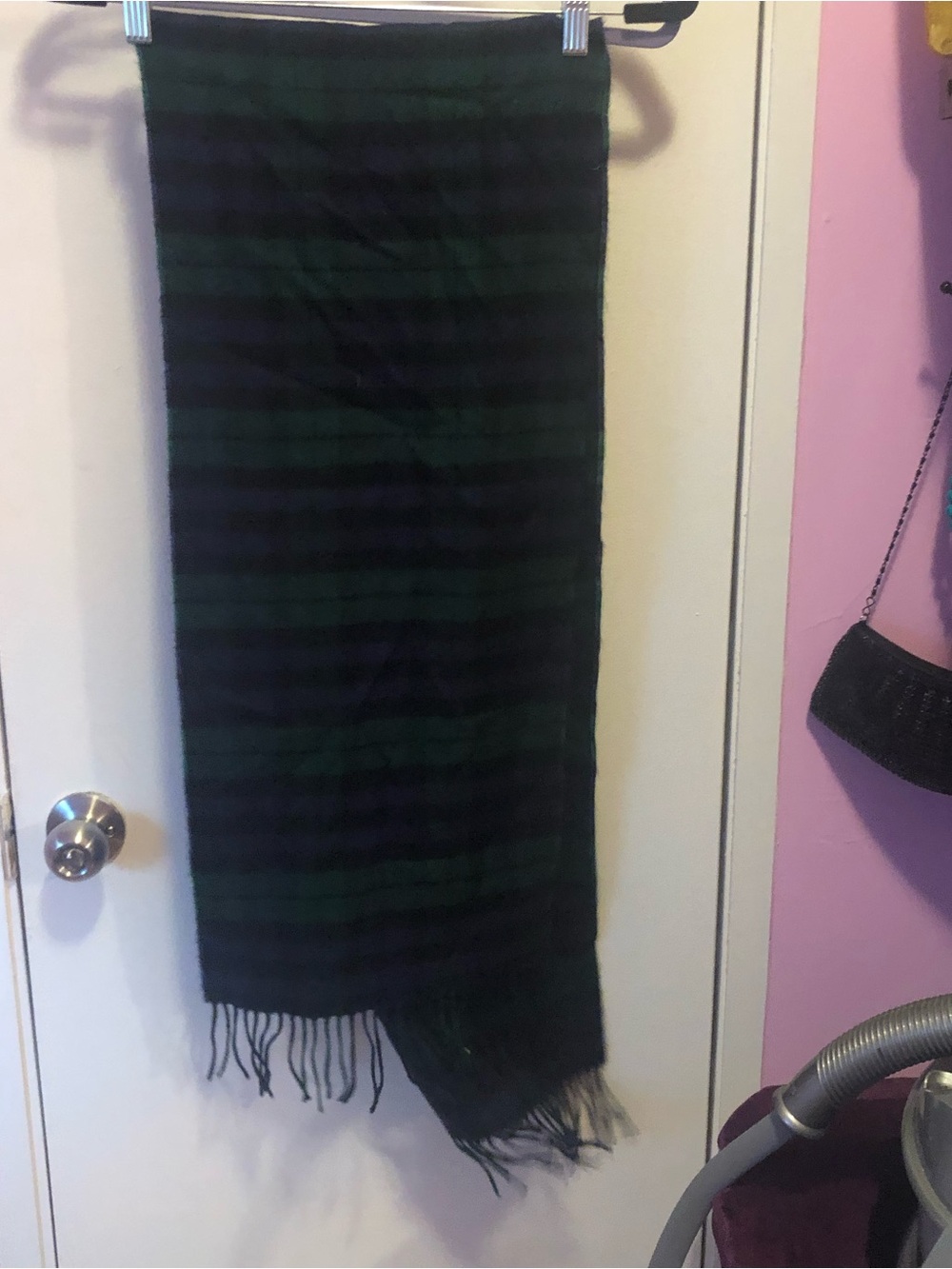 D&Y Black and Green Plaid Maxi Skirt with Fringe Hem